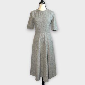 ZARA Midi Dress SMALL Gray Speckled Wool Blend Officecore Preppy